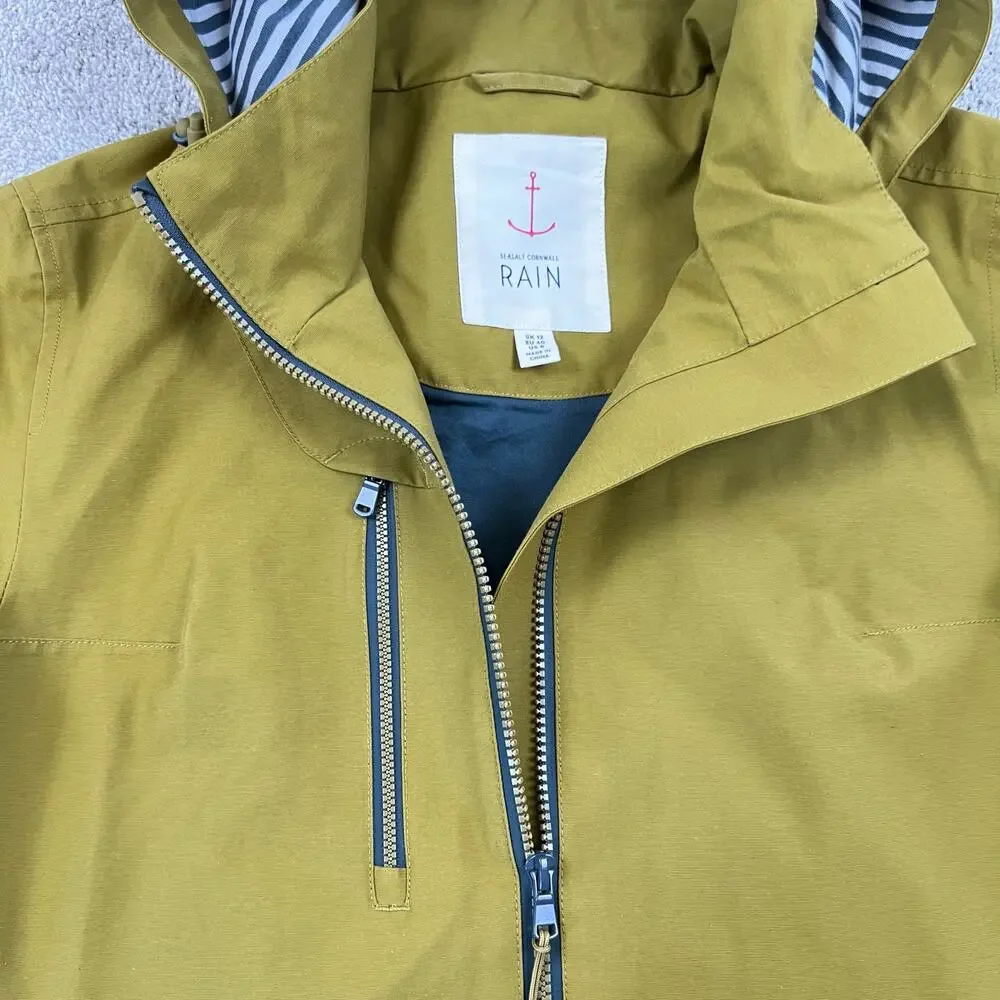 Seasalt Cornwall RAIN Coverack Waterproof Yellow Green Pear Rain Coat Jacket (8) - Picture 15 of 16